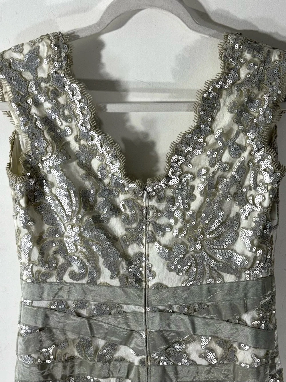 Tadashi Shoji Gold Sequin & Lace Cocktail Dress Sz 6